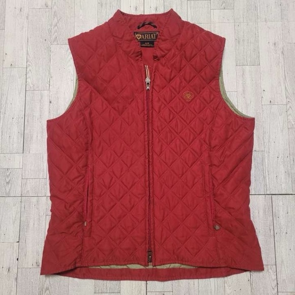 Ariat Jackets & Blazers - Women’s Ariat Western Red Quilted Zip Up Cowgirl Puffer Vest Size Small